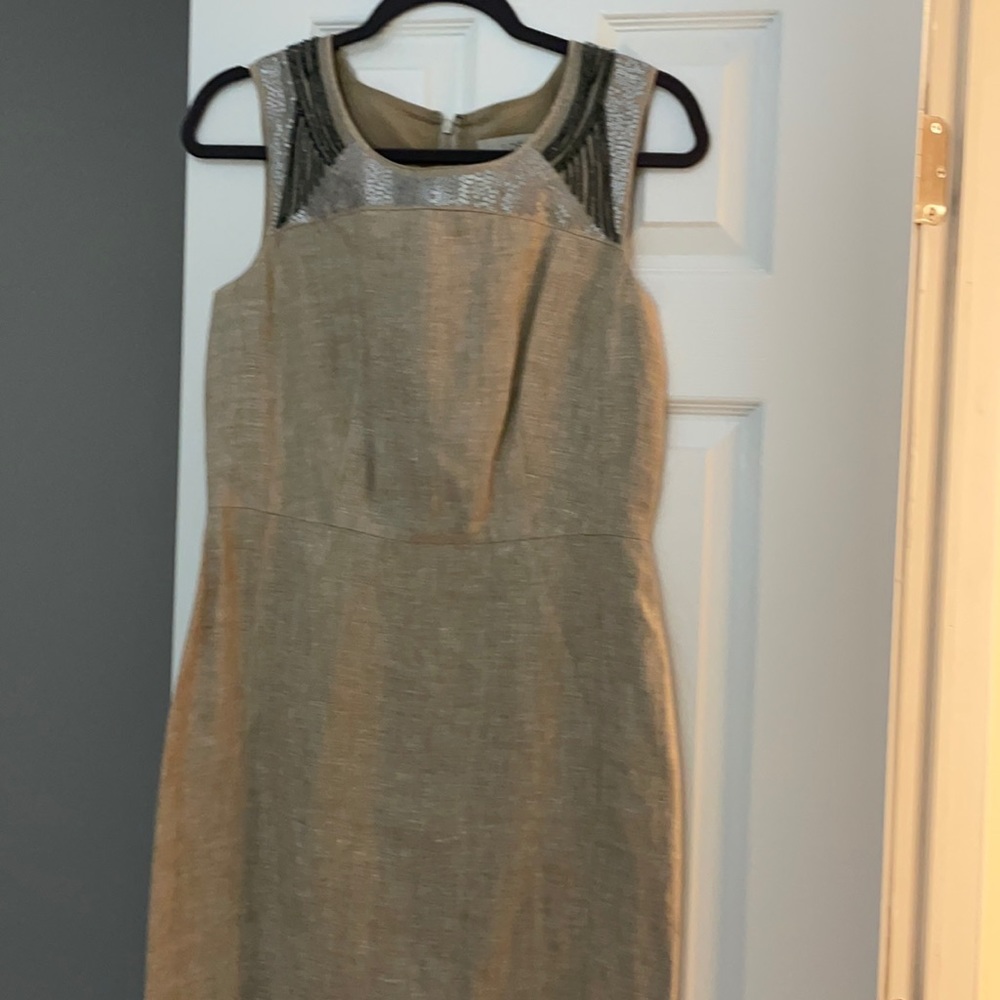 Ann Taylor Loft linen dress with embellished neckline